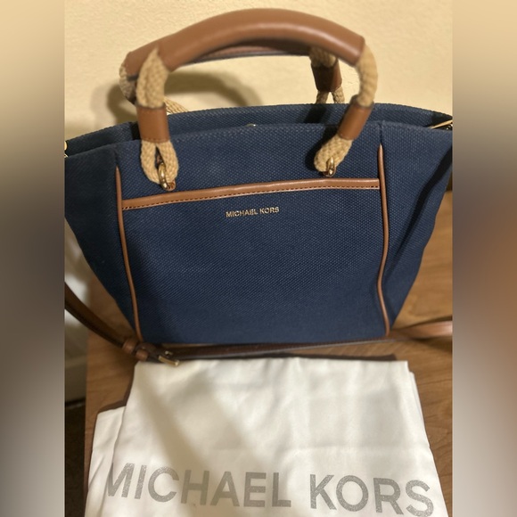 Michael Kors Blue and Tan Handbag - Picture 1 of 2